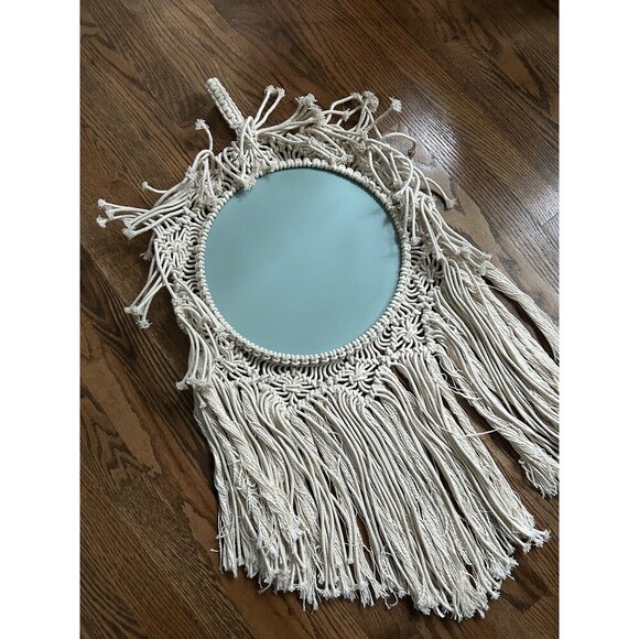 Opalhouse Boho Hand Woven Macrame Mirror Wall Hanging Decor Crochet Tassel - Picture 7 of 7